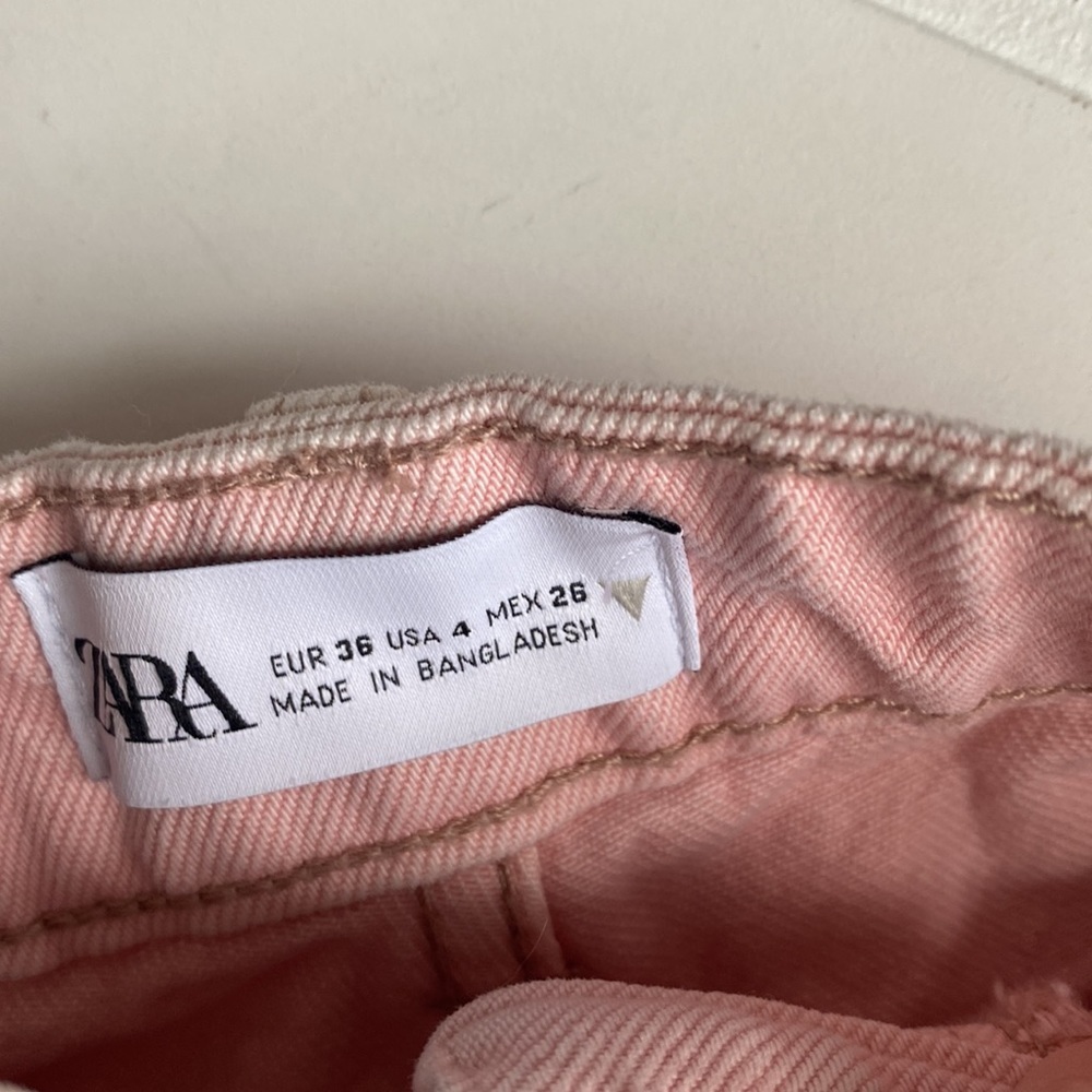 Zara High Rise Button Fly Cutoff Jean Shorts Pink 4 - Picture 7 of 7